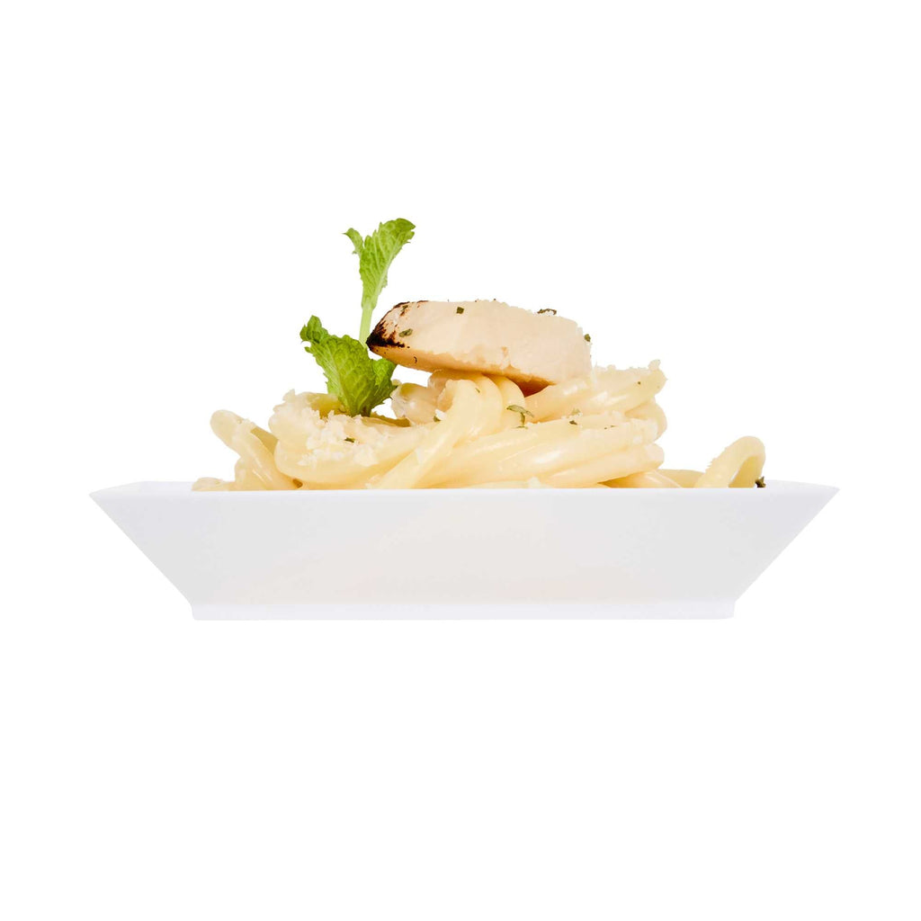 Mini Serve Square White Plastic Small Modern Plate - 4" x 4" x 1/2" - 100 count box