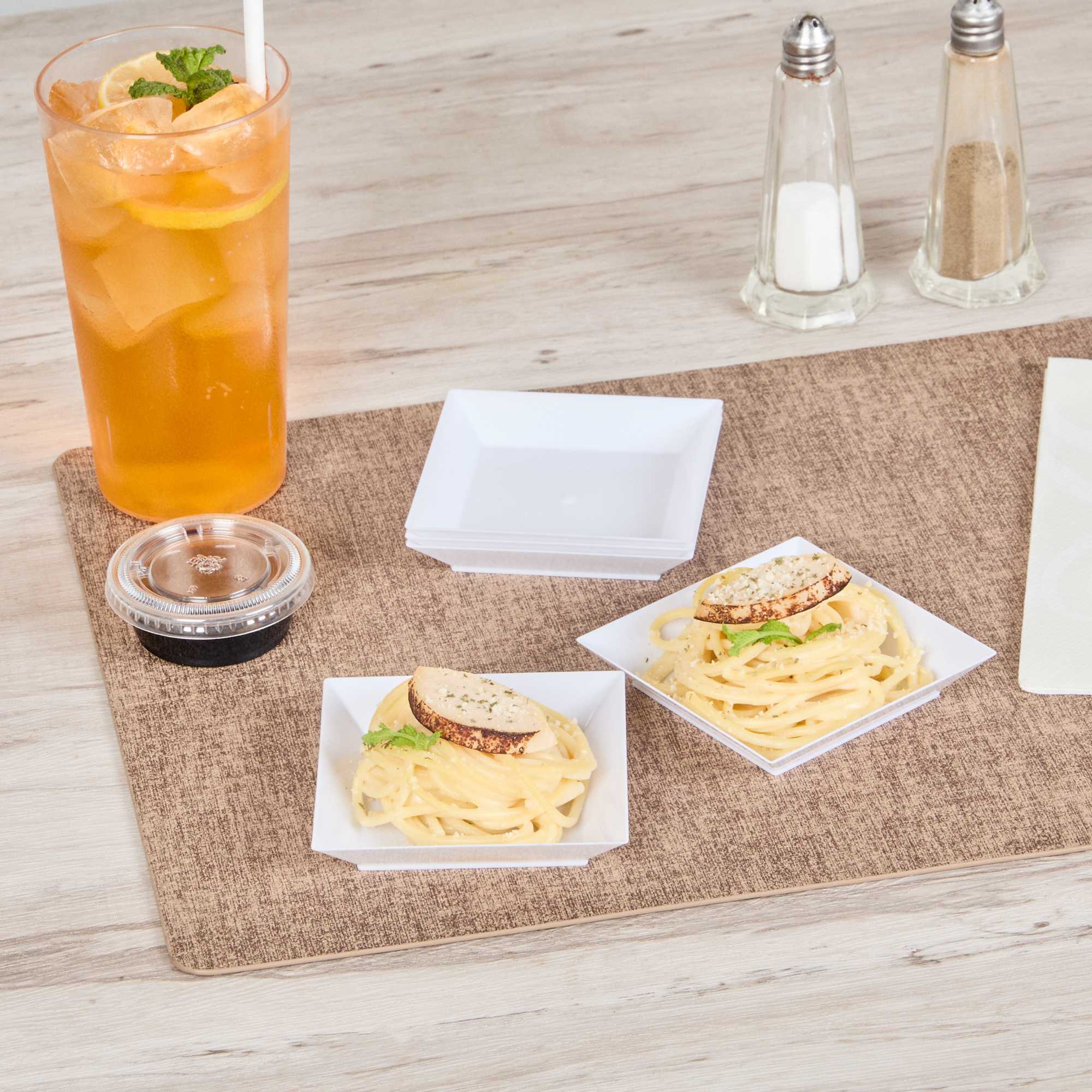 Mini Serve Square White Plastic Small Modern Plate - 4" x 4" x 1/2" - 100 count box