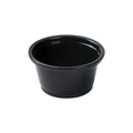 Chef 101 0.8 oz Round Black Plastic Portion Cup - 1 3/4" x 1 3/4" x 1" - 2000 count box
