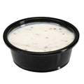 Chef 101 1.5 oz Round Black Plastic Portion Cup - 2 1/2" x 2 1/2" x 3/4" - 2000 count box