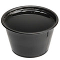 Chef 101 4 oz Round Black Plastic Portion Cup - 3" x 3" x 1 3/4" - 2000 count box