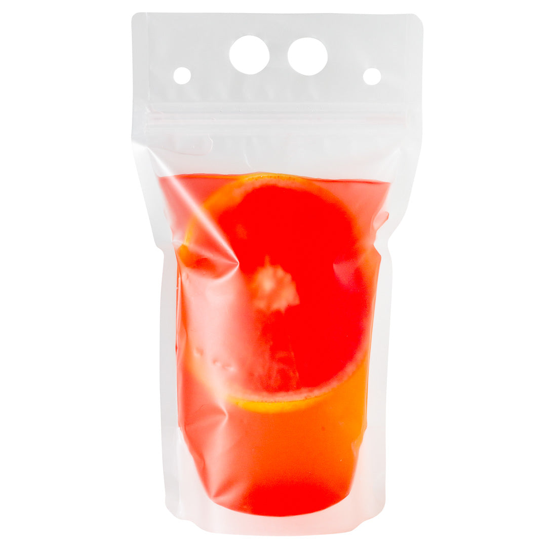 Bag Tek 17 oz Clear Plastic Drink Pouch - Double Zipper - 5" x 9" - 100 count box