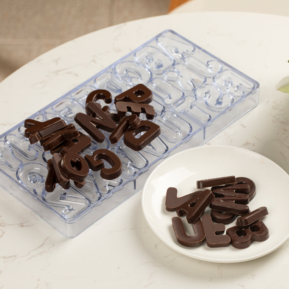 Pastry Tek Polycarbonate Alphabet Candy / Chocolate Mold - 10 count box