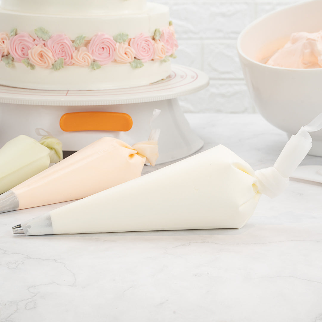 Pastry Tek White Silicone Pastry Piping Bag - 16" x 8 3/4" - 2 count box