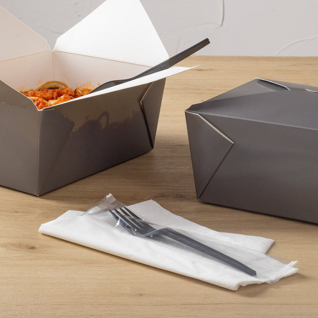 Basic Nature Black CPLA Plastic Fork - Wrapped, Heat-Resistant, Compostable - 6 1/2" - 250 count box
