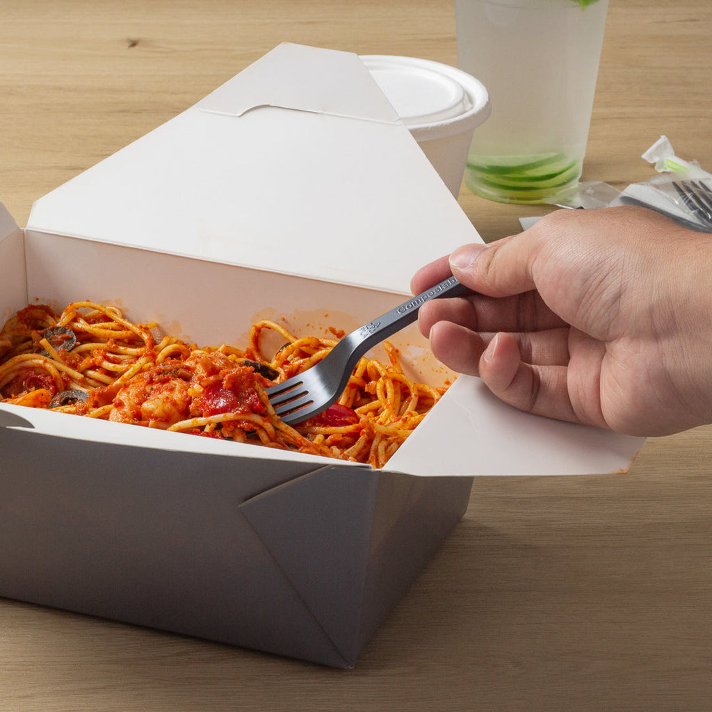 Basic Nature Black CPLA Plastic Fork - Wrapped, Heat-Resistant, Compostable - 6 1/2" - 250 count box