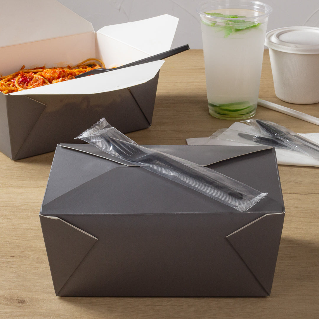 Basic Nature Black CPLA Plastic Fork - Wrapped, Heat-Resistant, Compostable - 6 1/2" - 250 count box