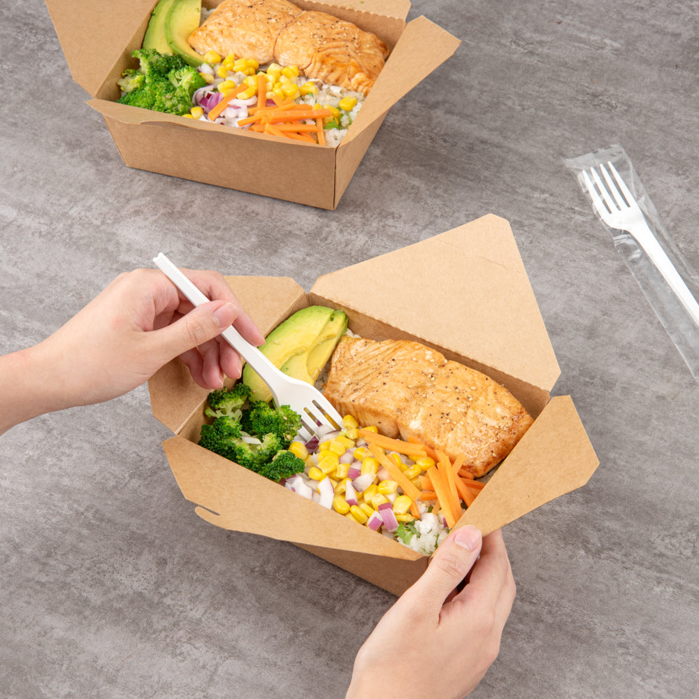 Basic Nature White CPLA Plastic Fork - Wrapped, Heat-Resistant, Compostable - 6 1/2" - 50 count box