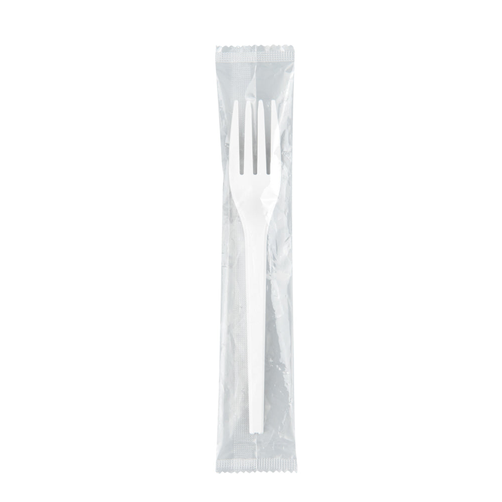 Basic Nature White CPLA Plastic Fork - Wrapped, Heat-Resistant, Compostable - 6 1/2" - 250 count box