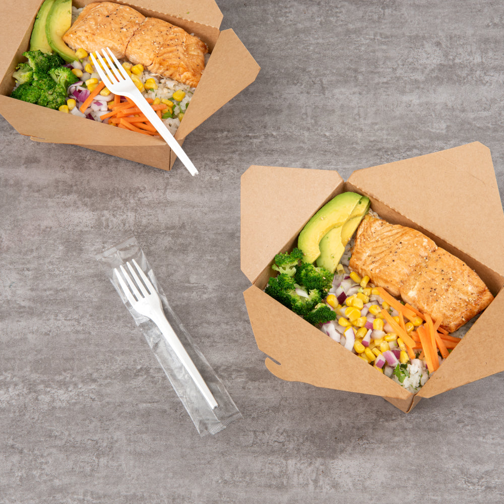 Basic Nature White CPLA Plastic Fork - Wrapped, Heat-Resistant, Compostable - 6 1/2" - 250 count box