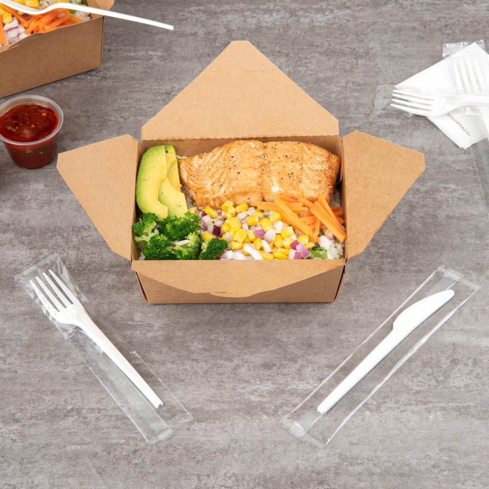 Basic Nature White CPLA Plastic Fork - Wrapped, Heat-Resistant, Compostable - 6 1/2" - 250 count box