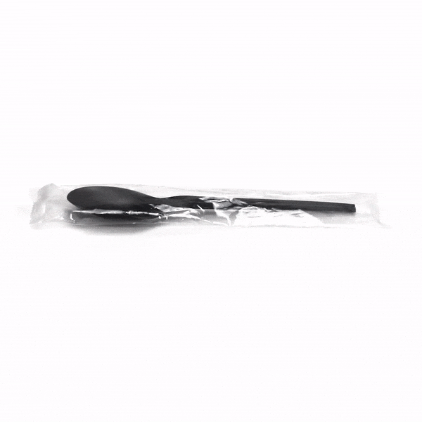 Basic Nature Black CPLA Plastic Spoon - Wrapped, Heat-Resistant, Compostable - 6 1/2" - 250 count box
