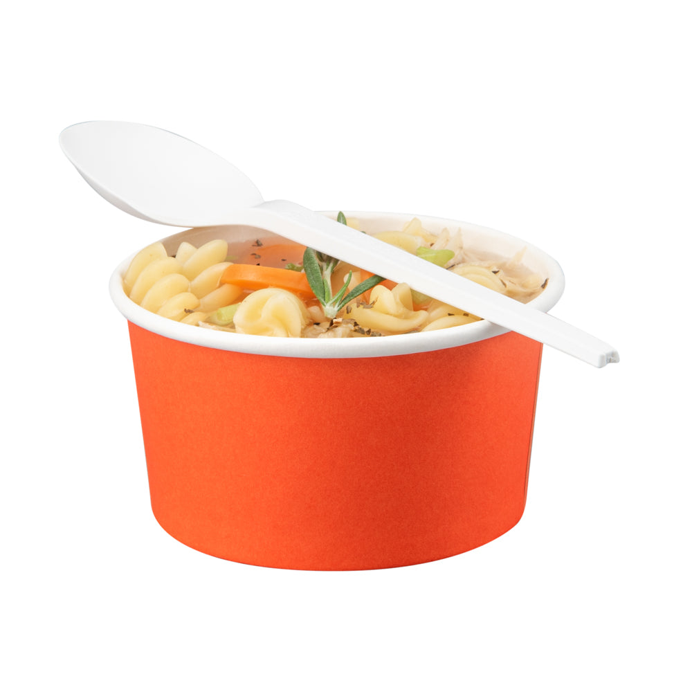 Basic Nature White CPLA Plastic Spoon - Wrapped, Heat-Resistant, Compostable - 6 1/2" - 250 count box