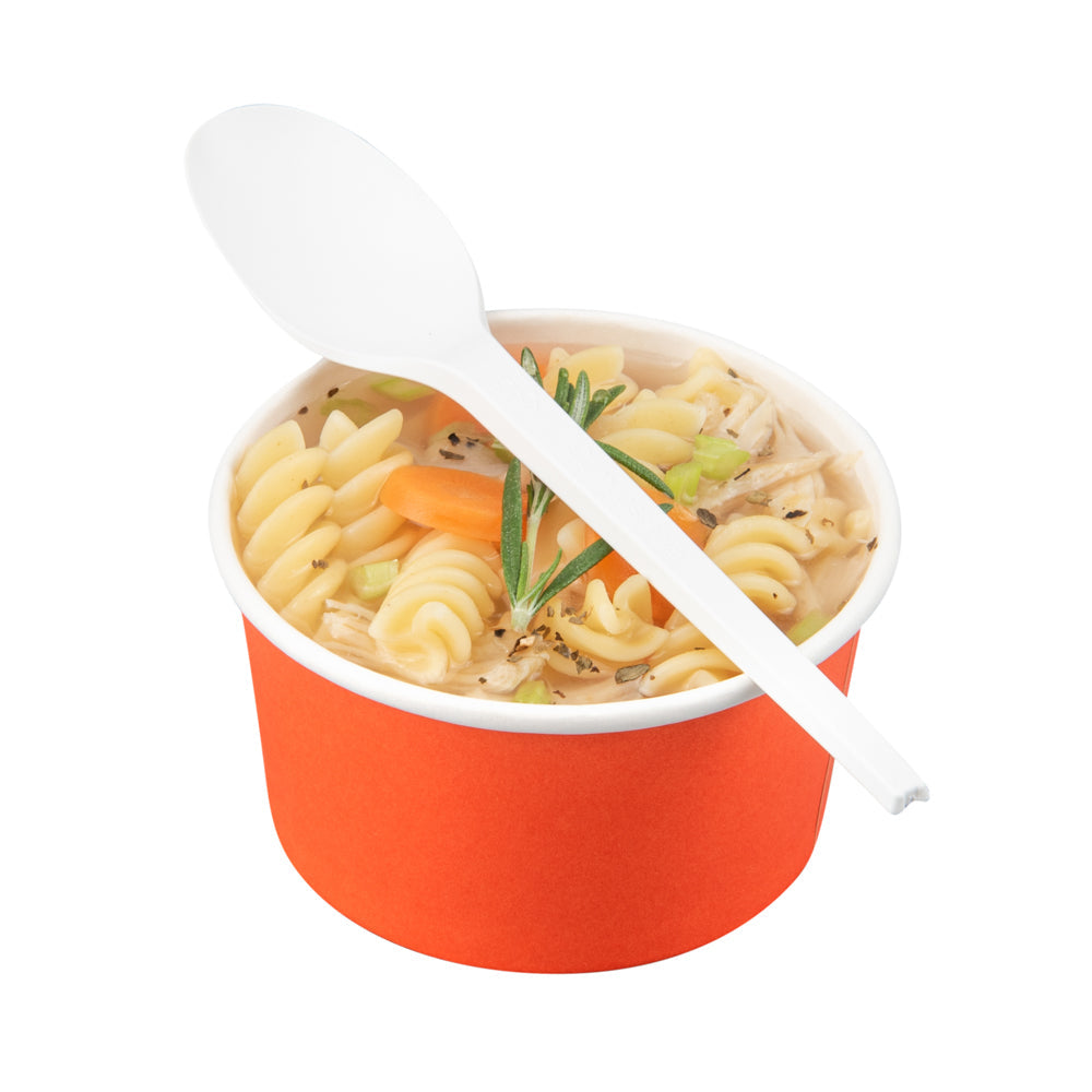 Basic Nature White CPLA Plastic Spoon - Wrapped, Heat-Resistant, Compostable - 6 1/2" - 250 count box