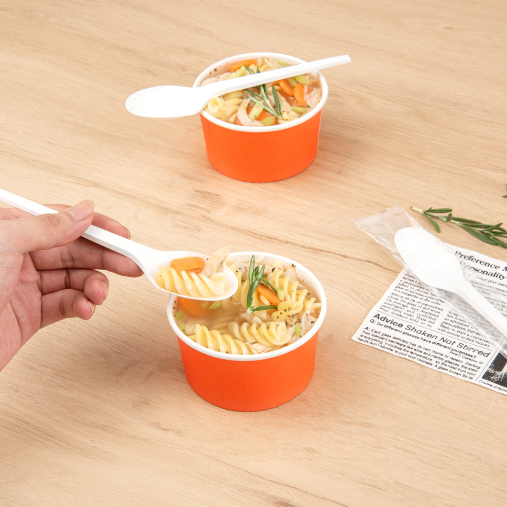 Basic Nature White CPLA Plastic Spoon - Wrapped, Heat-Resistant, Compostable - 6 1/2" - 250 count box