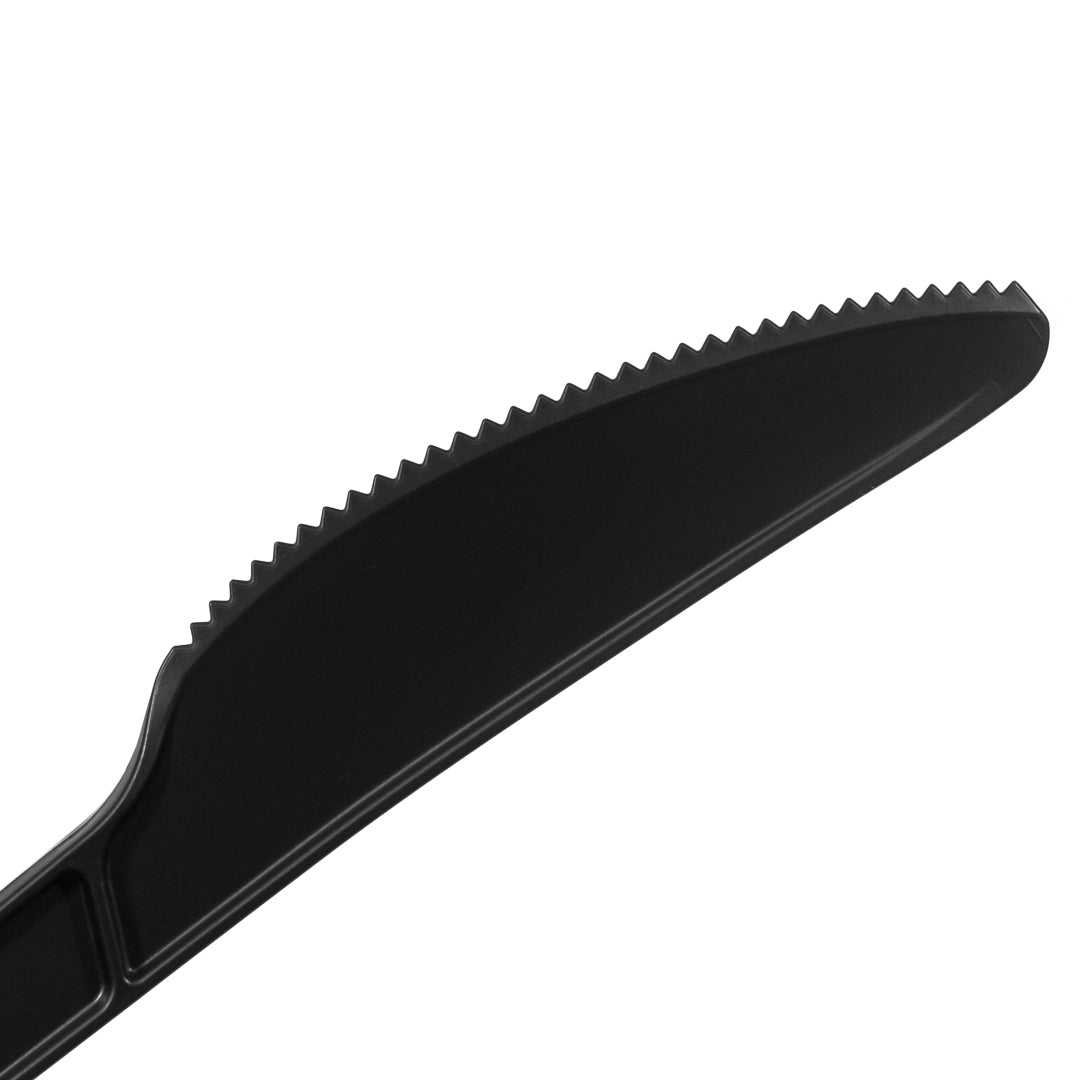 Basic Nature Black CPLA Plastic Knife - Wrapped, Heat-Resistant, Compostable - 6 1/2" - 250 count box