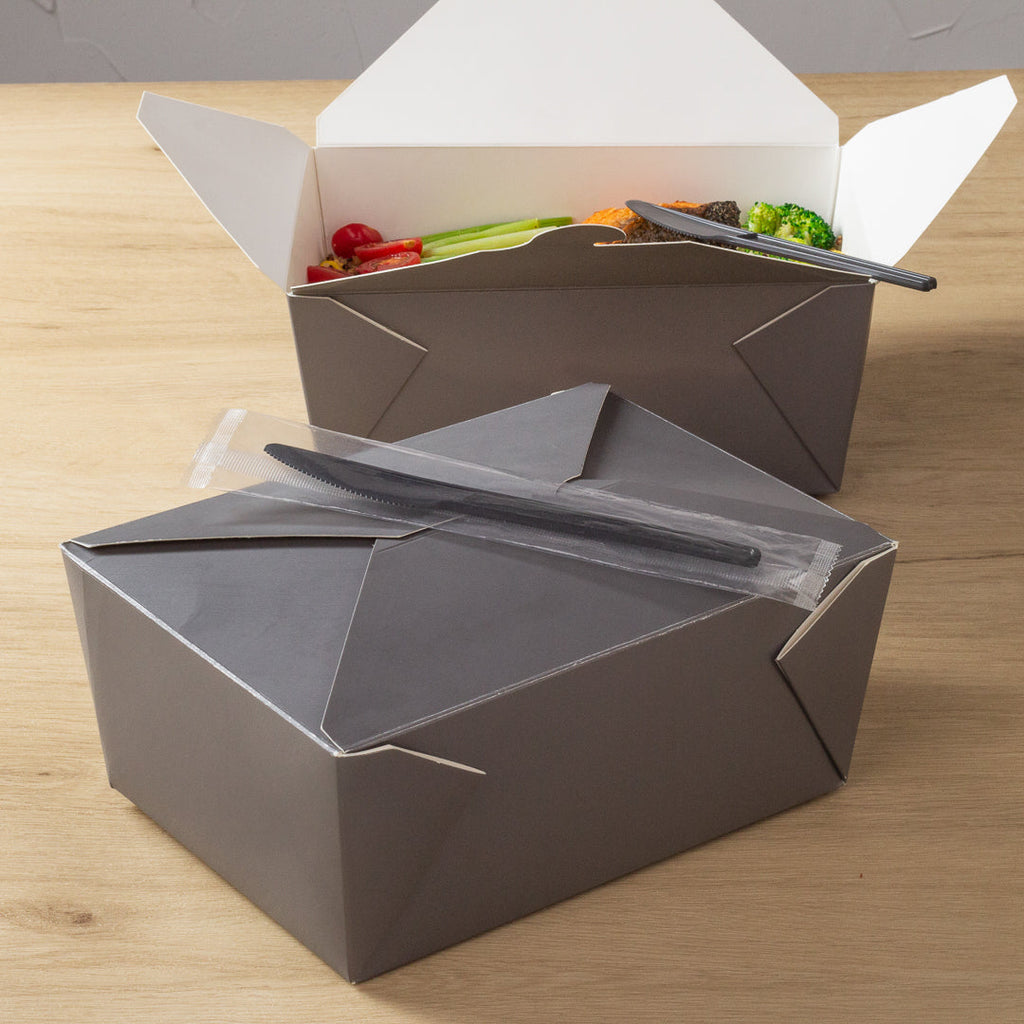 Basic Nature Black CPLA Plastic Knife - Wrapped, Heat-Resistant, Compostable - 6 1/2" - 250 count box