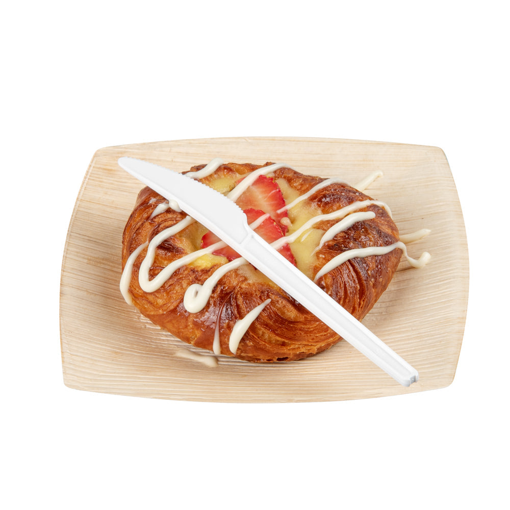 Basic Nature White CPLA Plastic Knife - Wrapped, Heat-Resistant, Compostable - 6 1/2" - 250 count box