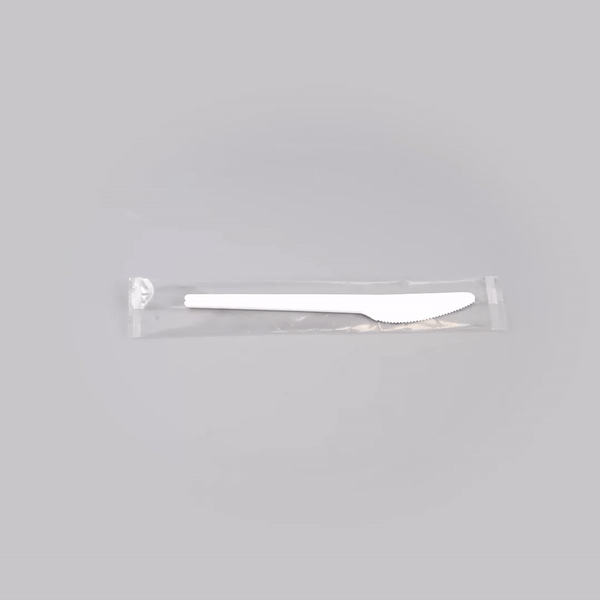 Basic Nature White CPLA Plastic Knife - Wrapped, Heat-Resistant, Compostable - 6 1/2" - 250 count box