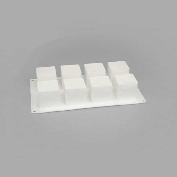 Pastry Tek Silicone Cube Baking Mold - 8-Compartment - 10 count box