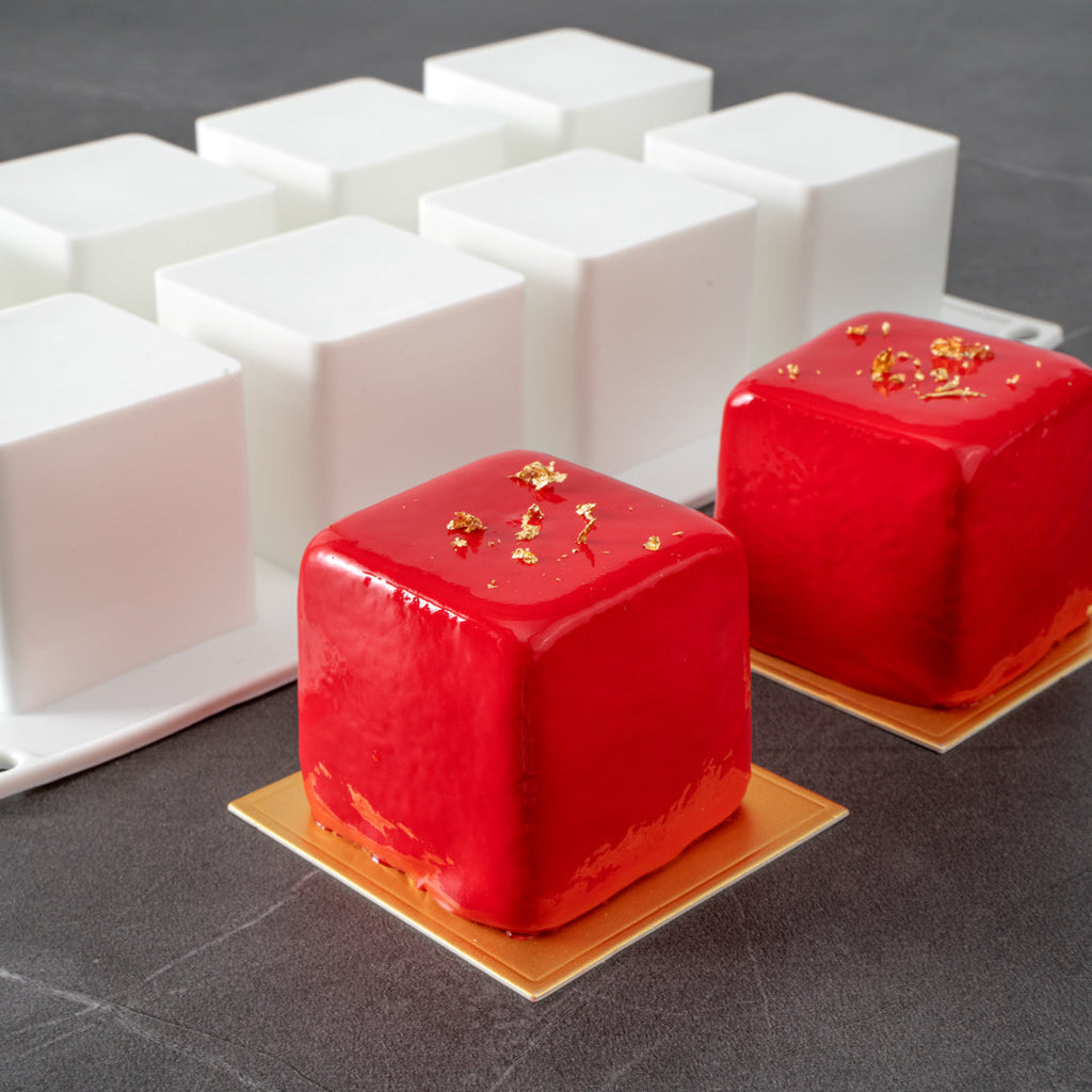 Pastry Tek Silicone Cube Baking Mold - 8-Compartment - 10 count box