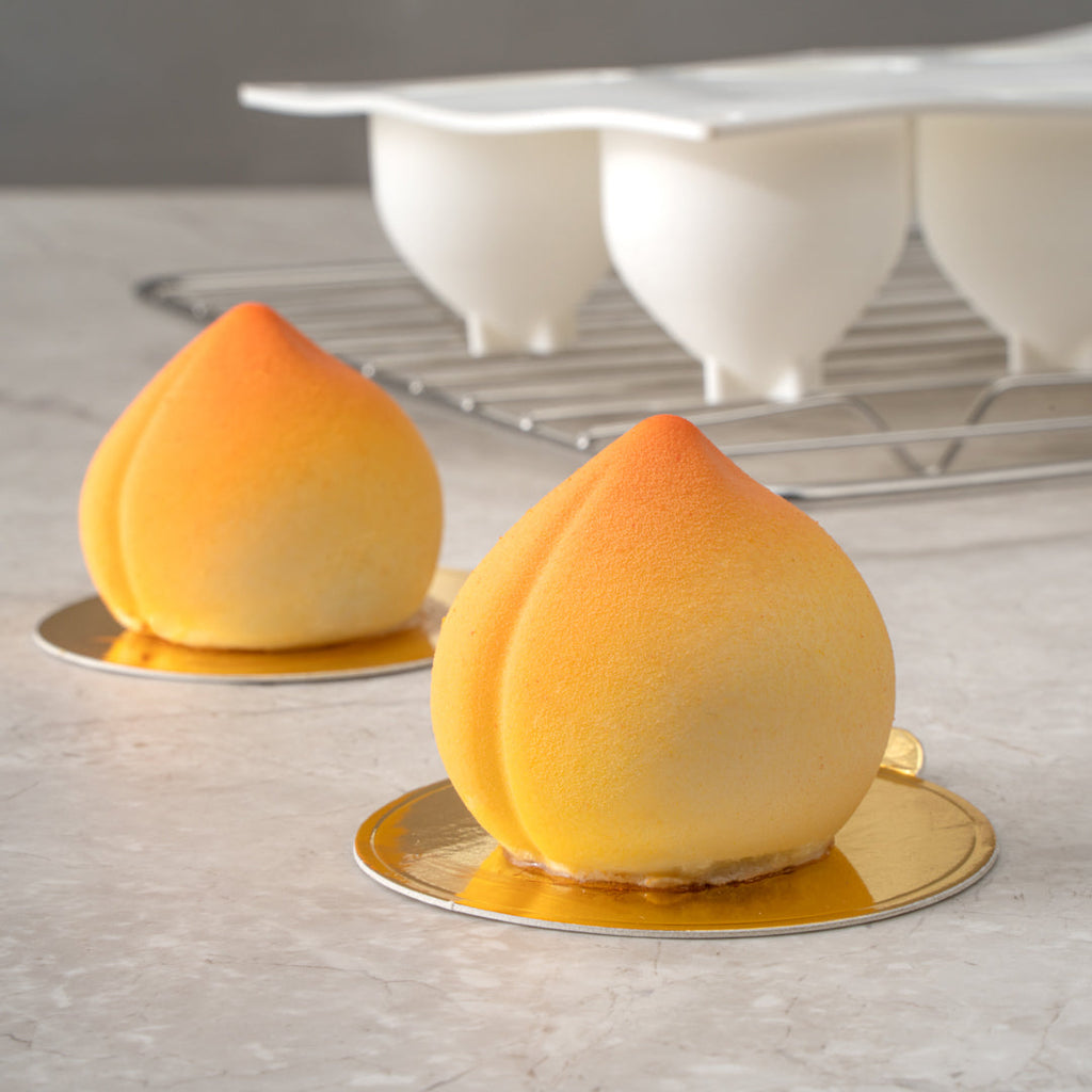 Pastry Tek Silicone Peach Baking Mold - 8-Compartment - 10 count box