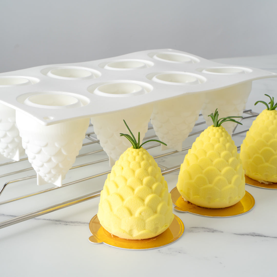 Pastry Tek Silicone Pineapple Baking Mold - 8-Compartment - 10 count box