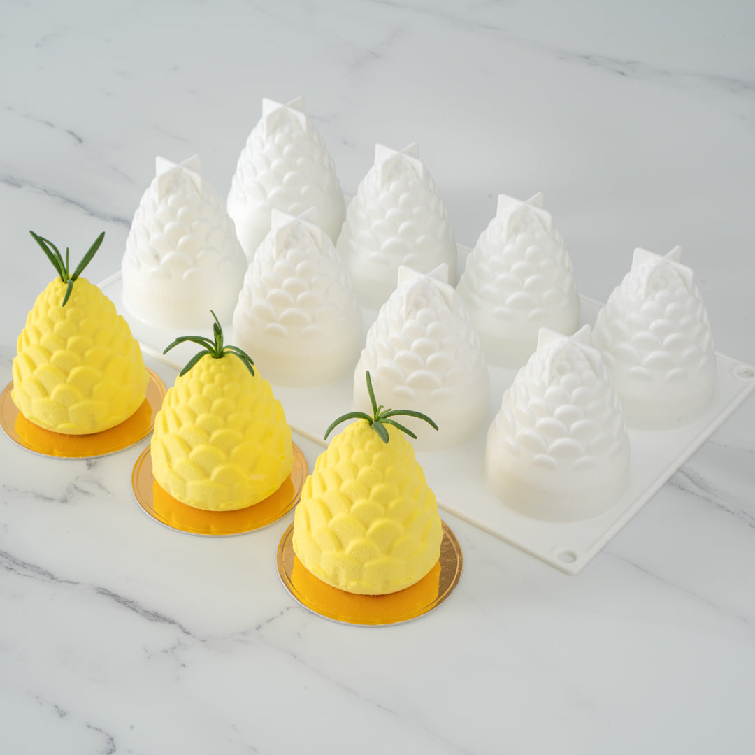 Pastry Tek Silicone Pineapple Baking Mold - 8-Compartment - 10 count box