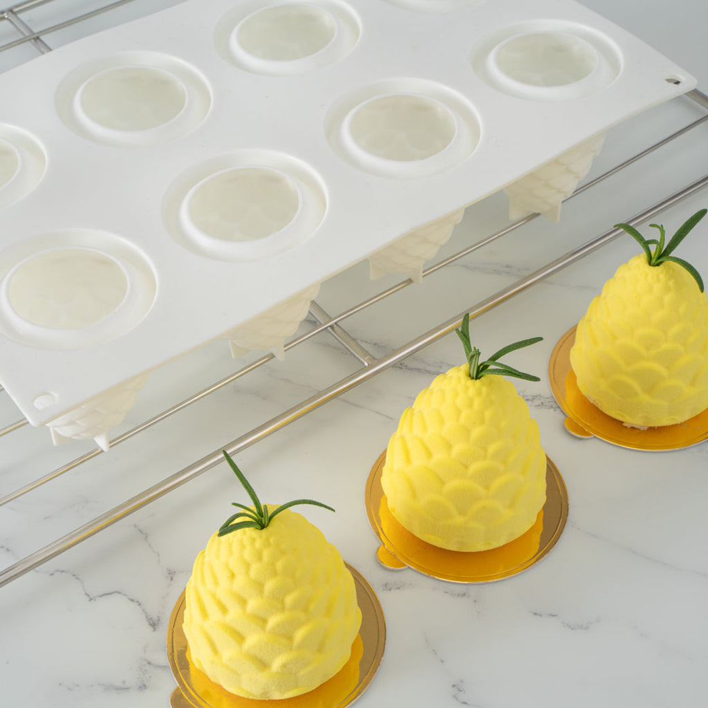 Pastry Tek Silicone Pineapple Baking Mold - 8-Compartment - 10 count box