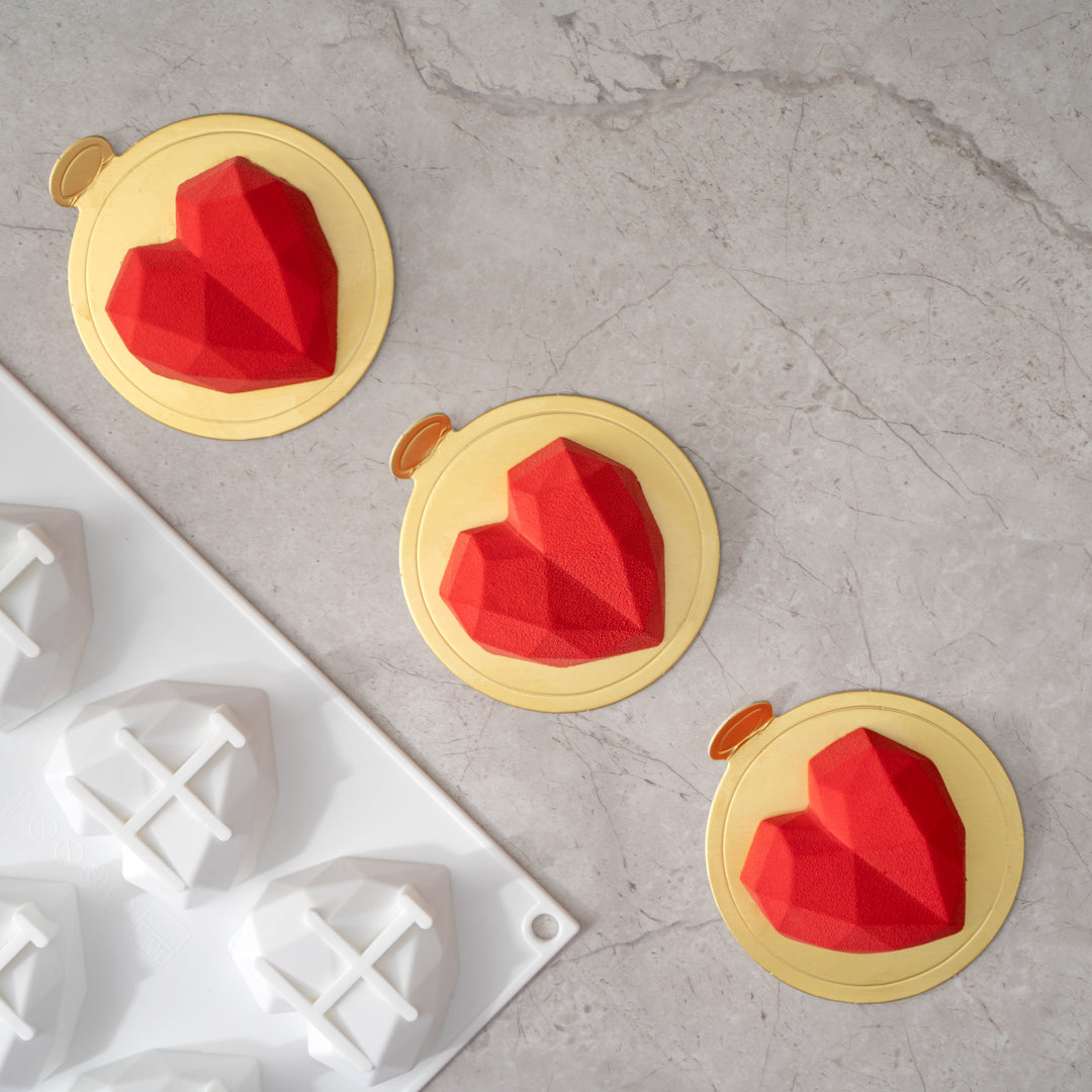 Pastry Tek Silicone Diamond Heart Baking Mold - 8-Compartment - 1 count box