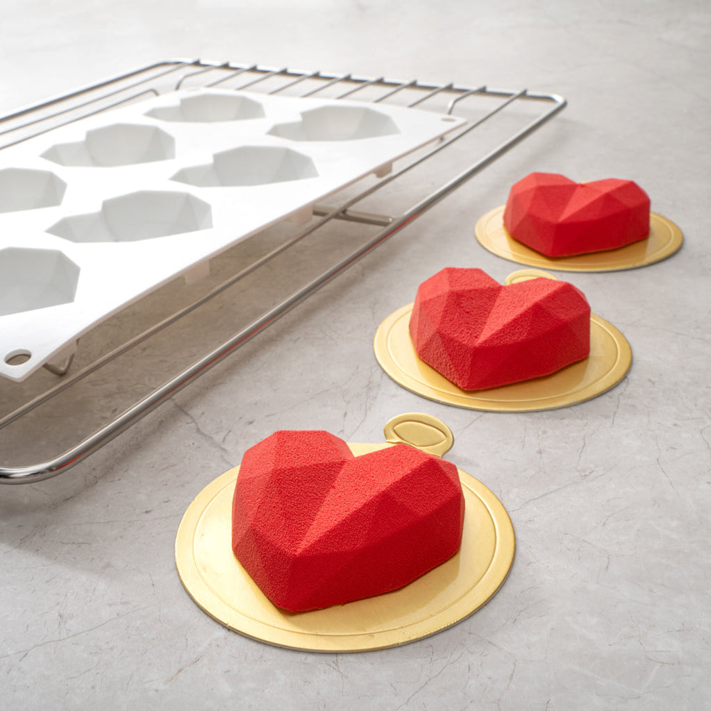 Pastry Tek Silicone Diamond Heart Baking Mold - 8-Compartment - 10 count box