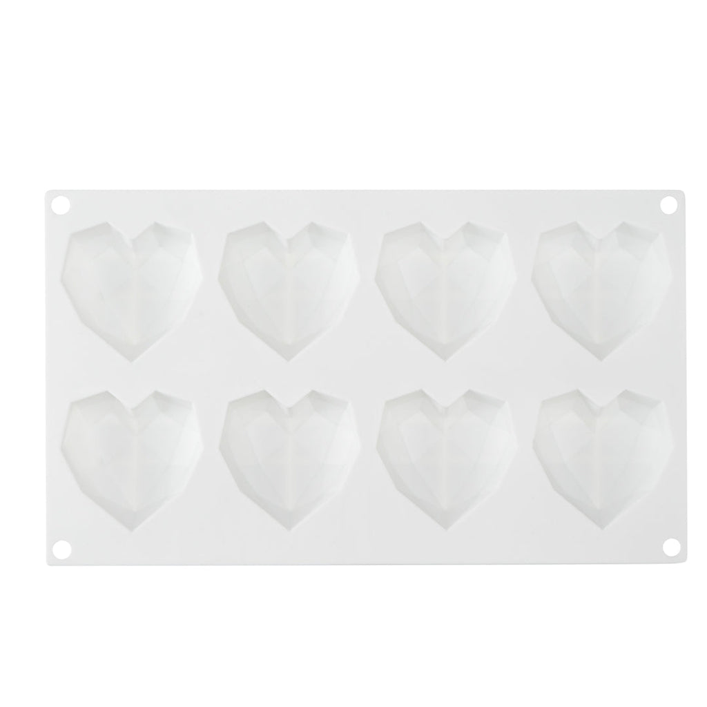 Pastry Tek Silicone Diamond Heart Baking Mold - 8-Compartment - 10 count box