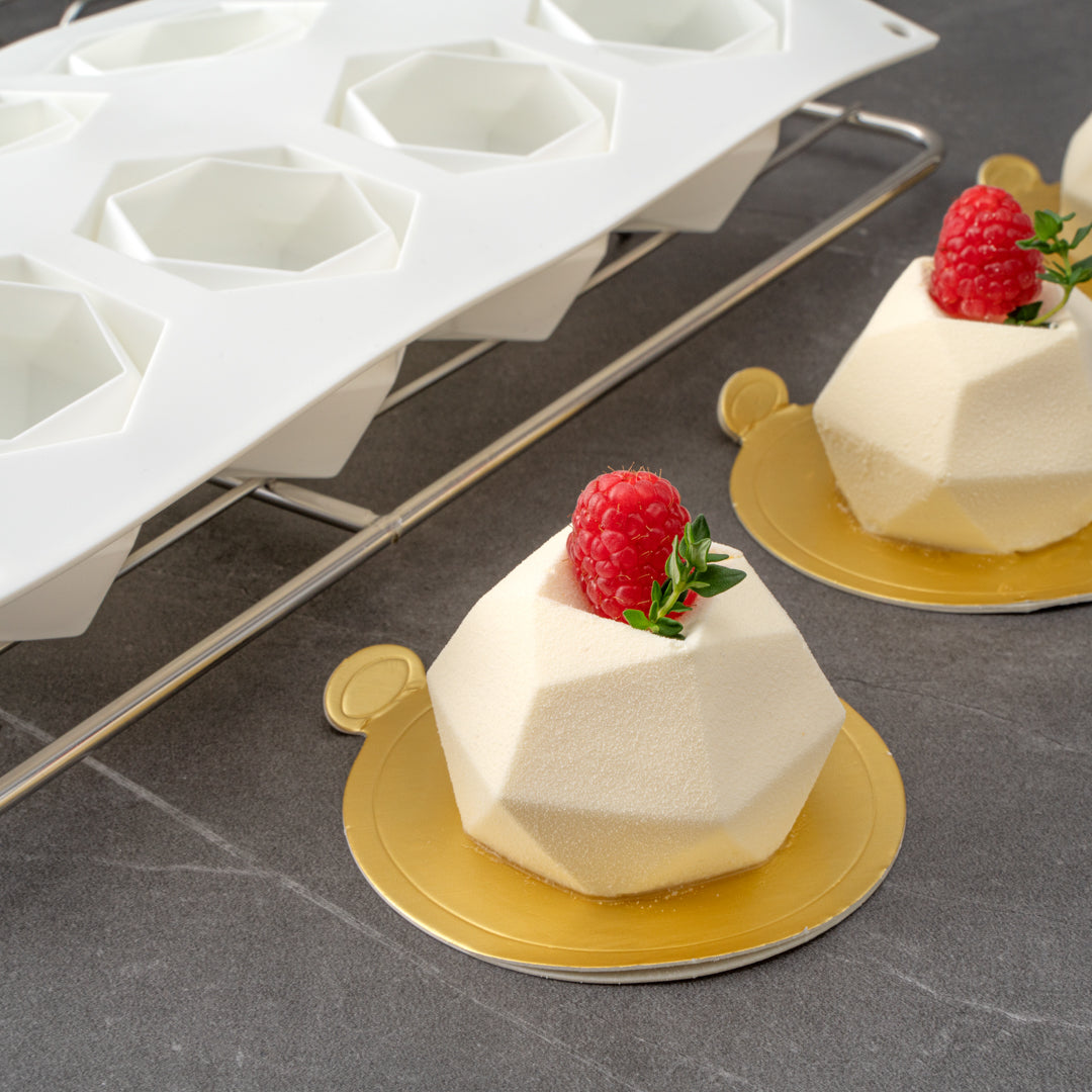 Pastry Tek Silicone Diamond Sphere Baking Mold - 8-Compartment - 10 count box