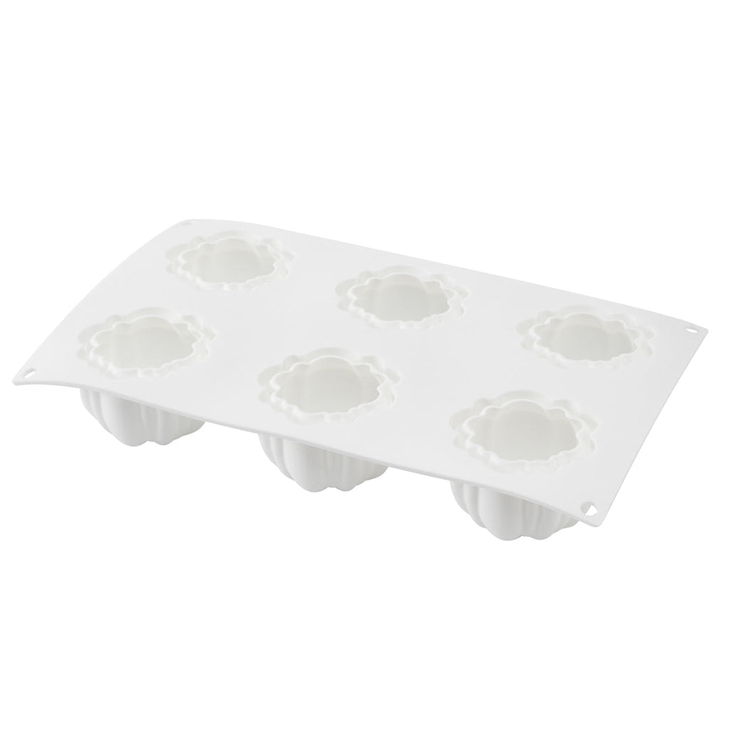 Pastry Tek Silicone Pumpkin Baking Mold - 6-Compartment - 10 count box