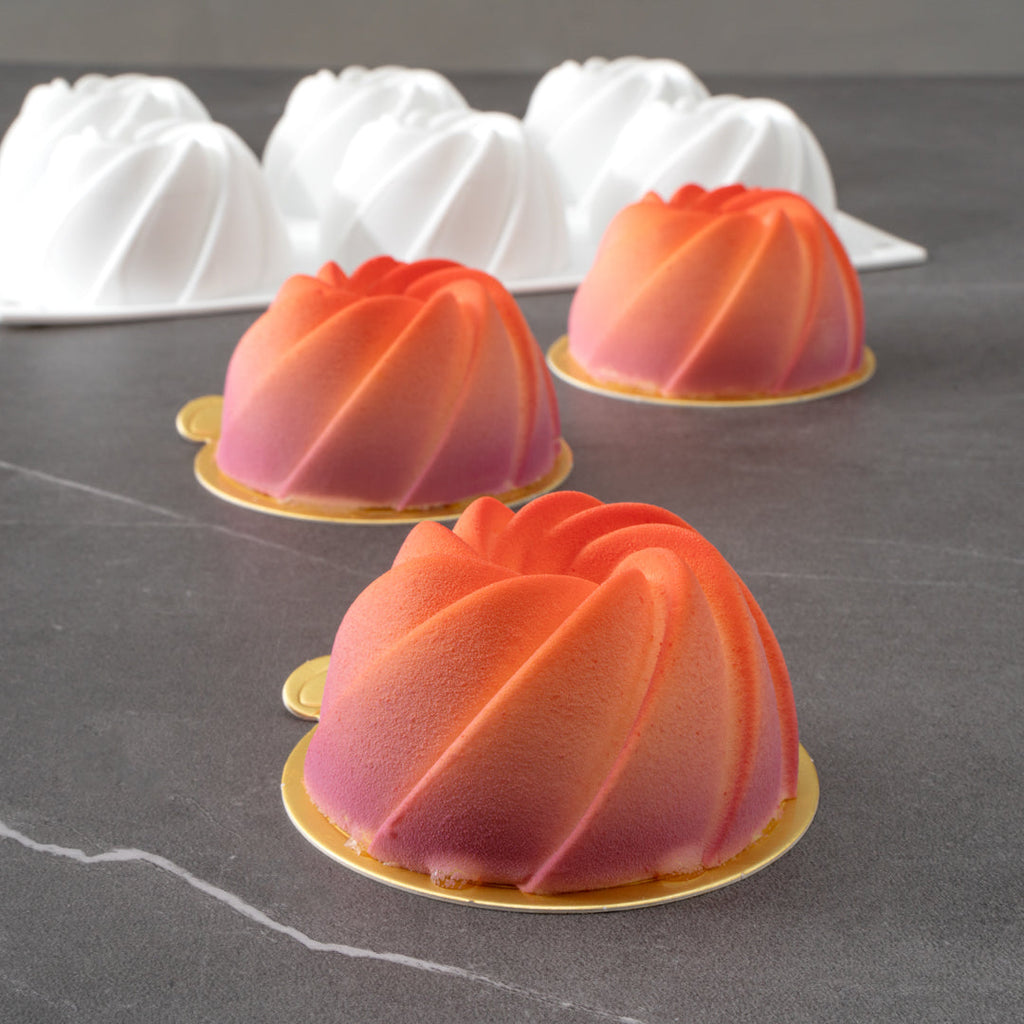 Pastry Tek Silicone Mini Bundt Cake Baking Mold - 6-Compartment - 10 count box