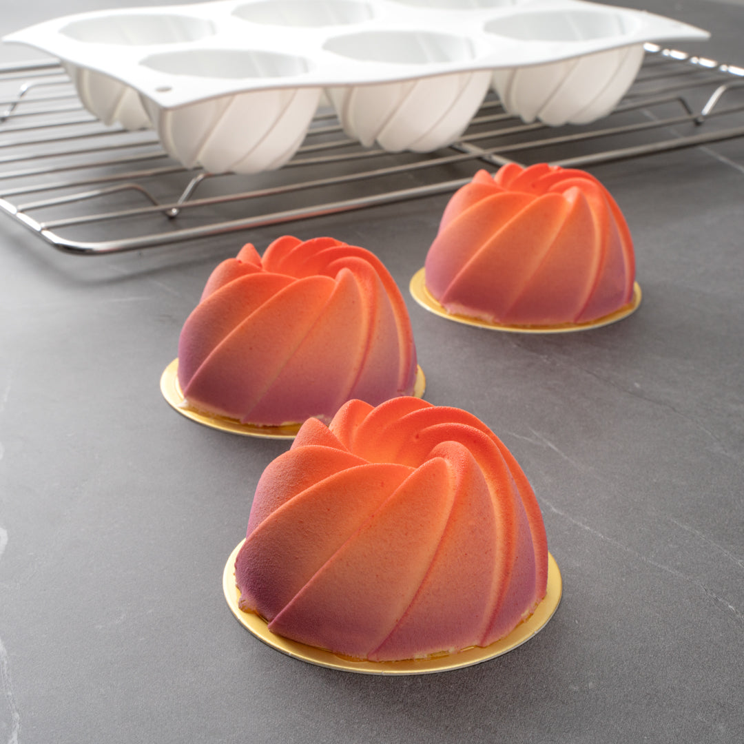 Pastry Tek Silicone Mini Bundt Cake Baking Mold - 6-Compartment - 10 count box