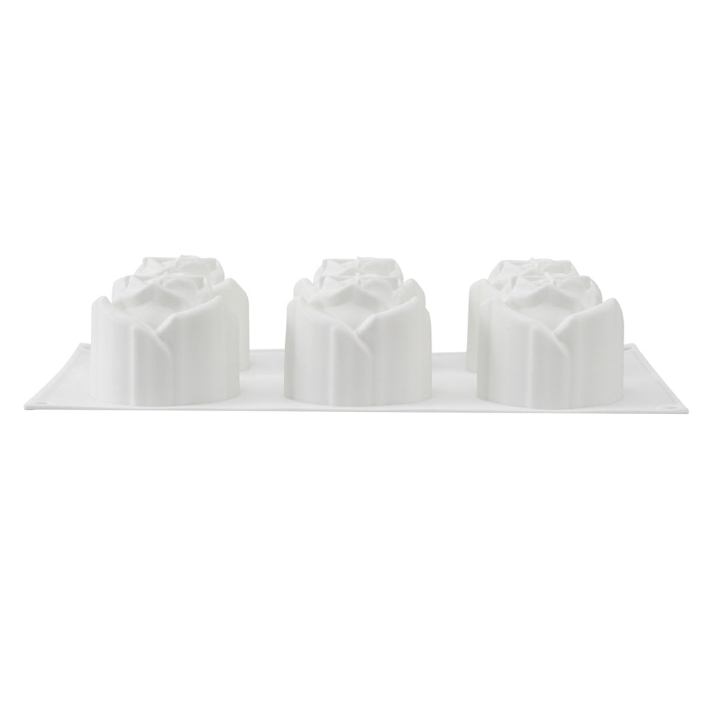 Pastry Tek Silicone Rose Baking Mold - 6-Compartment - 10 count box