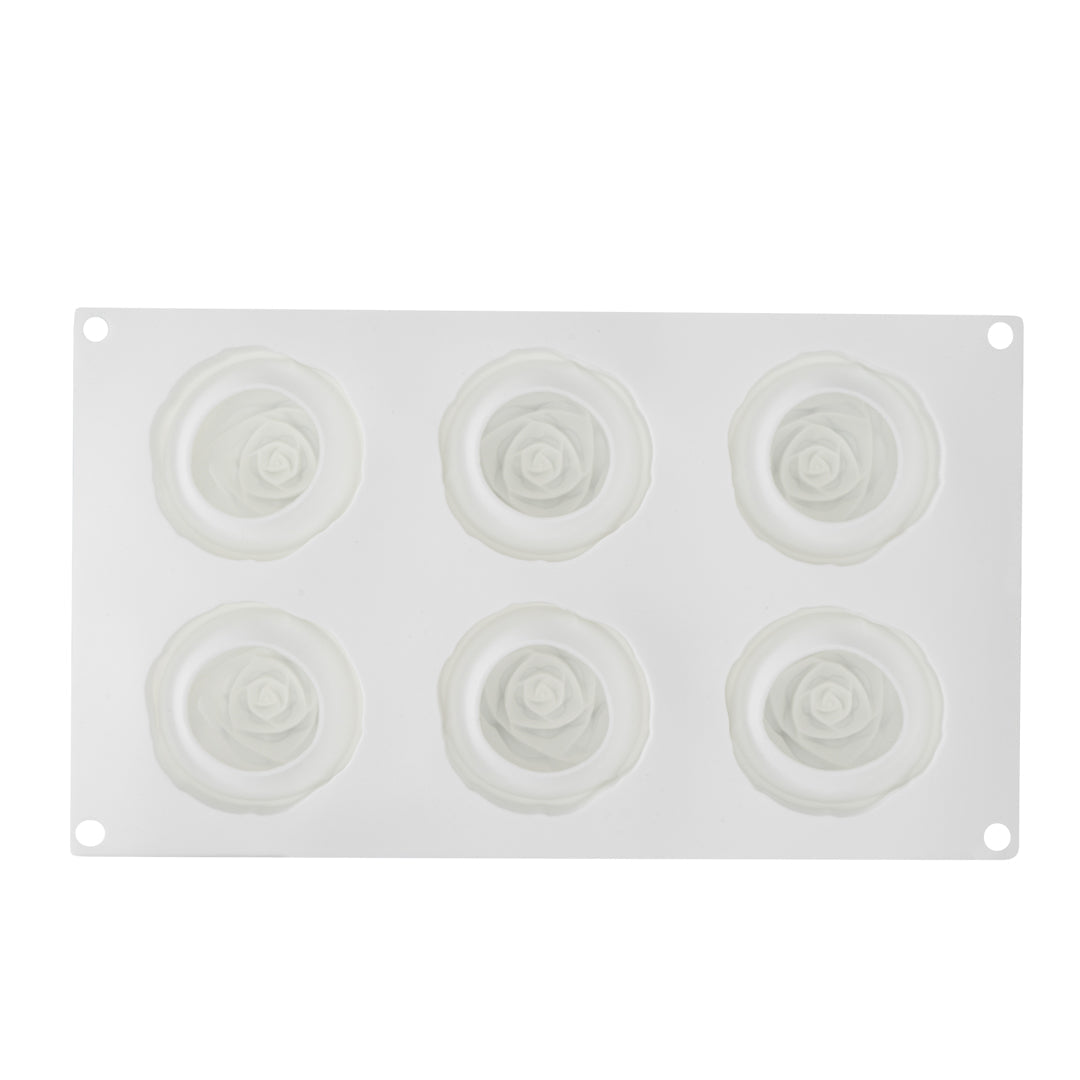 Pastry Tek Silicone Rose Baking Mold - 6-Compartment - 10 count box