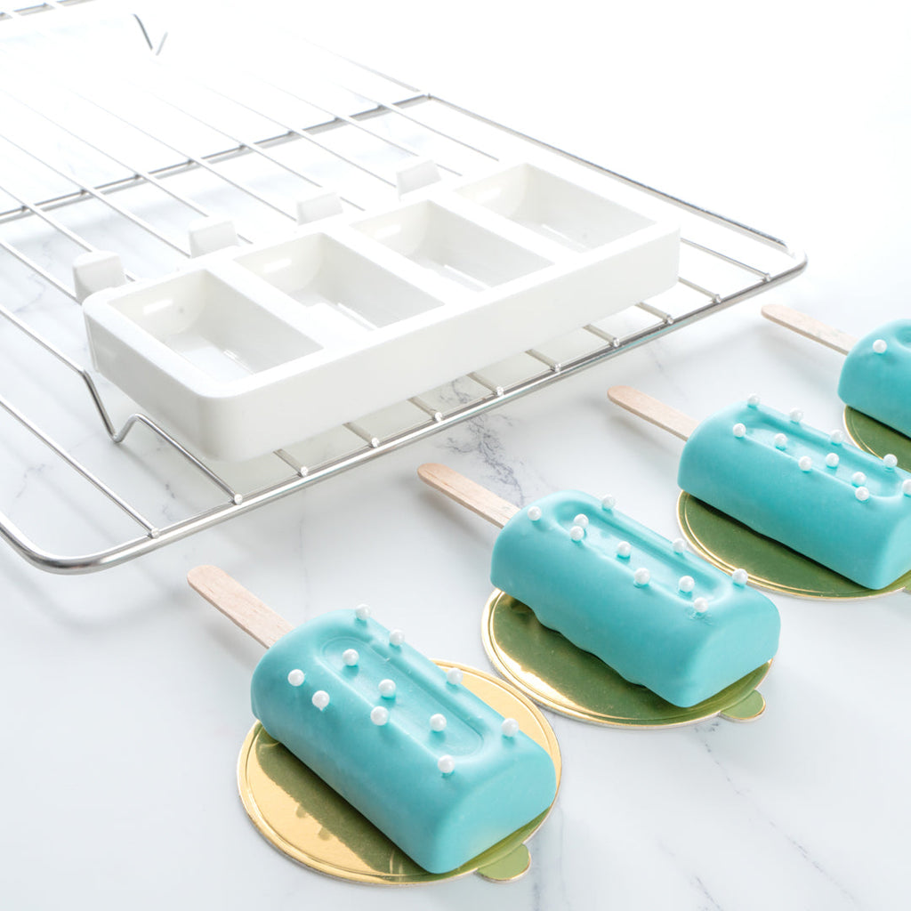 Pastry Tek Silicone Cylinder Popsicle Mold - 4-Compartment - 10 count box
