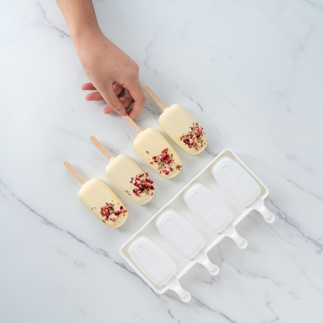 Pastry Tek Silicone Round Popsicle Mold - 4-Compartment - 10 count box