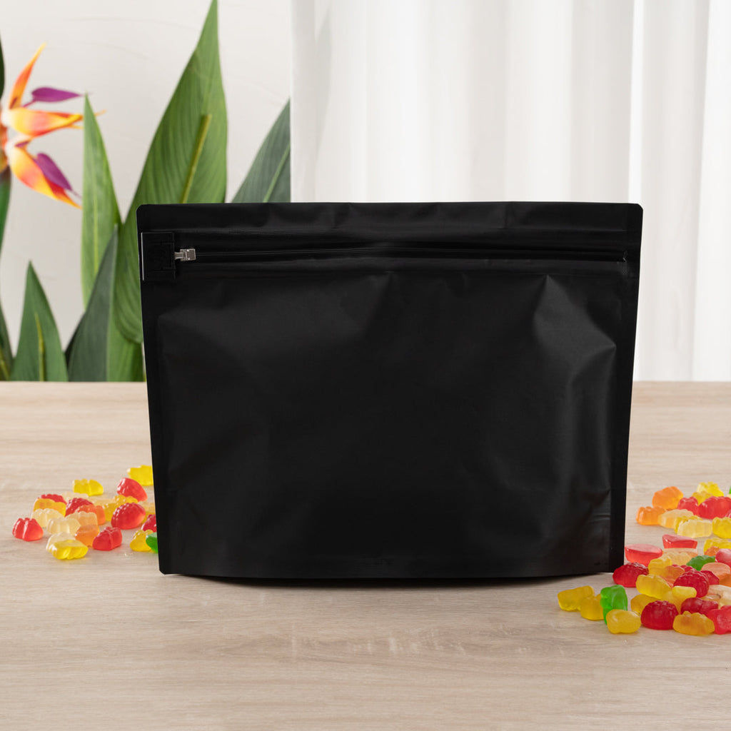 High Level Black Plastic Locking Pouch - Child-Resistant - 12 1/4" x 4" x 9" - 100 count box