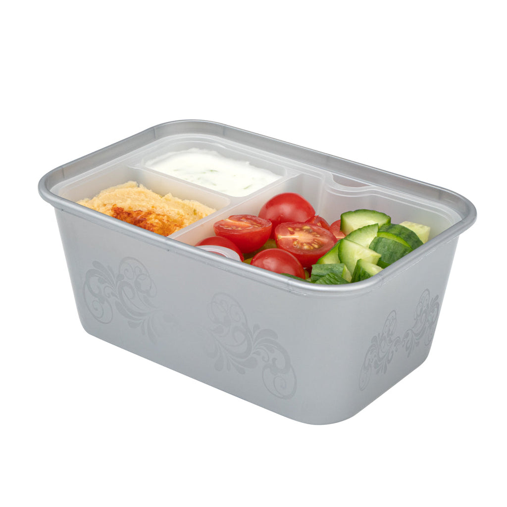 Futura 10 oz White Plastic 3-Compartment Insert Tray - Fits 32 and 37 oz Containers, Microwavable - 100 count box