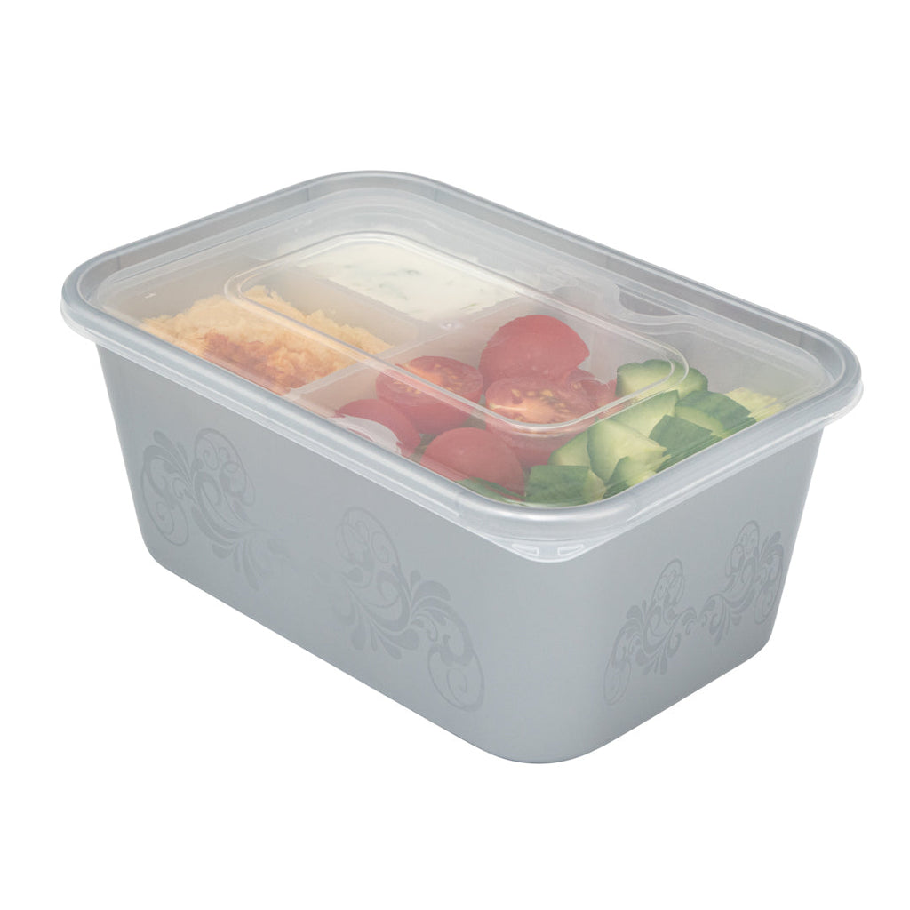 Futura 10 oz White Plastic 3-Compartment Insert Tray - Fits 32 and 37 oz Containers, Microwavable - 100 count box