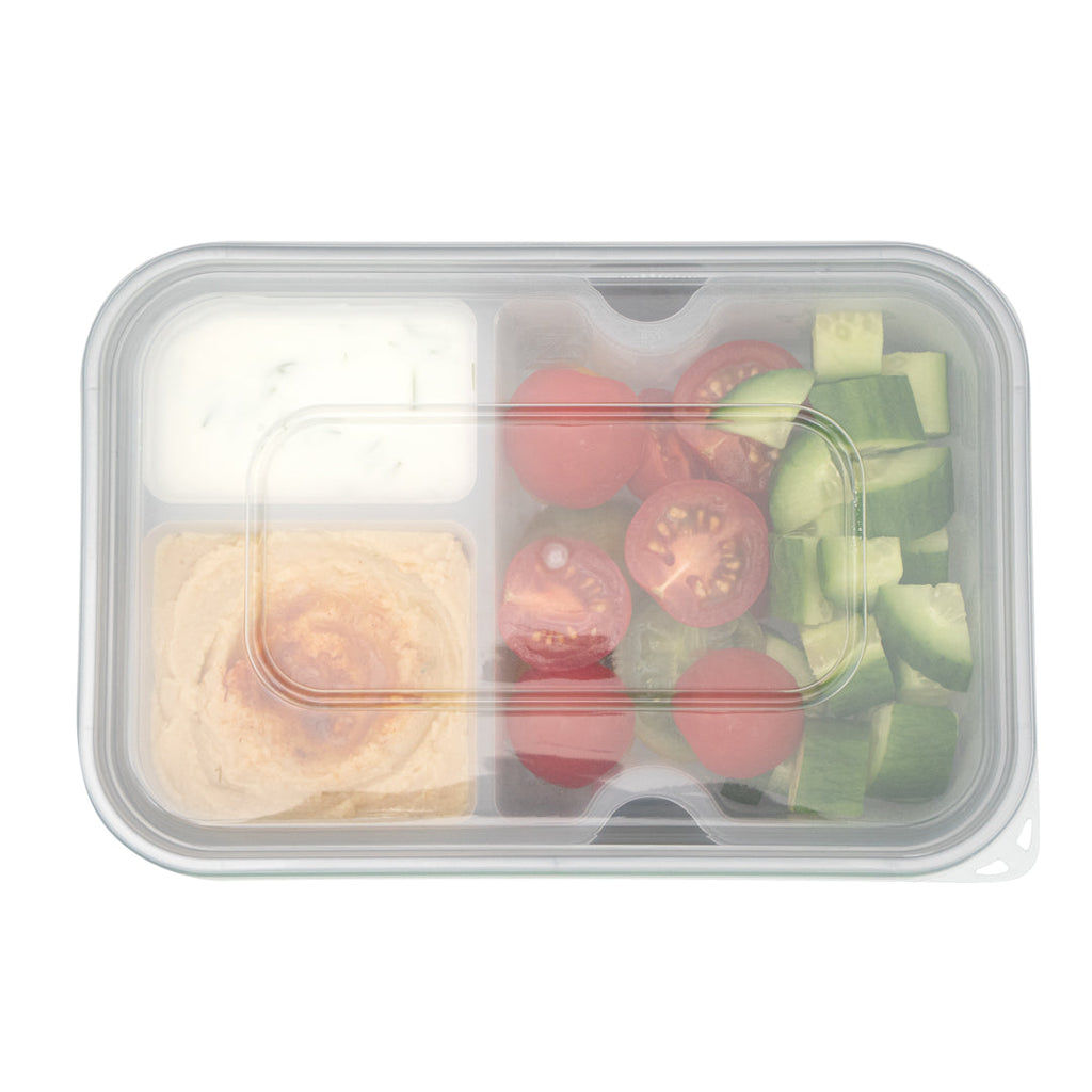 Futura 10 oz White Plastic 3-Compartment Insert Tray - Fits 32 and 37 oz Containers, Microwavable - 100 count box