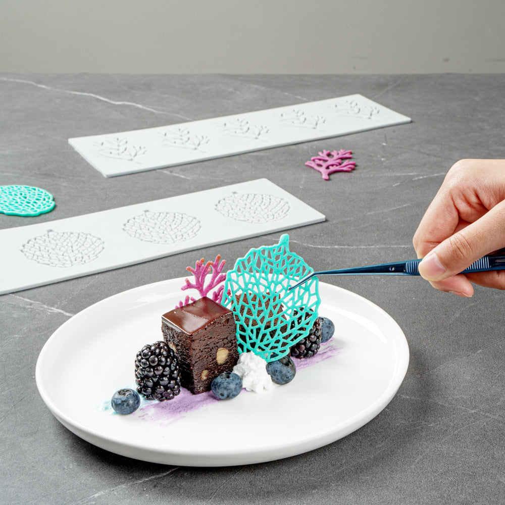 Pastry Tek Gray Silicone Autumn Leaf Fondant Impression Mat - 1 count box