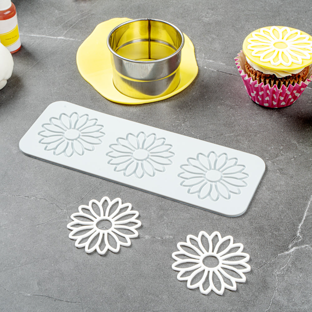 Pastry Tek Gray Silicone Flower Fondant Impression Mat - 1 count box