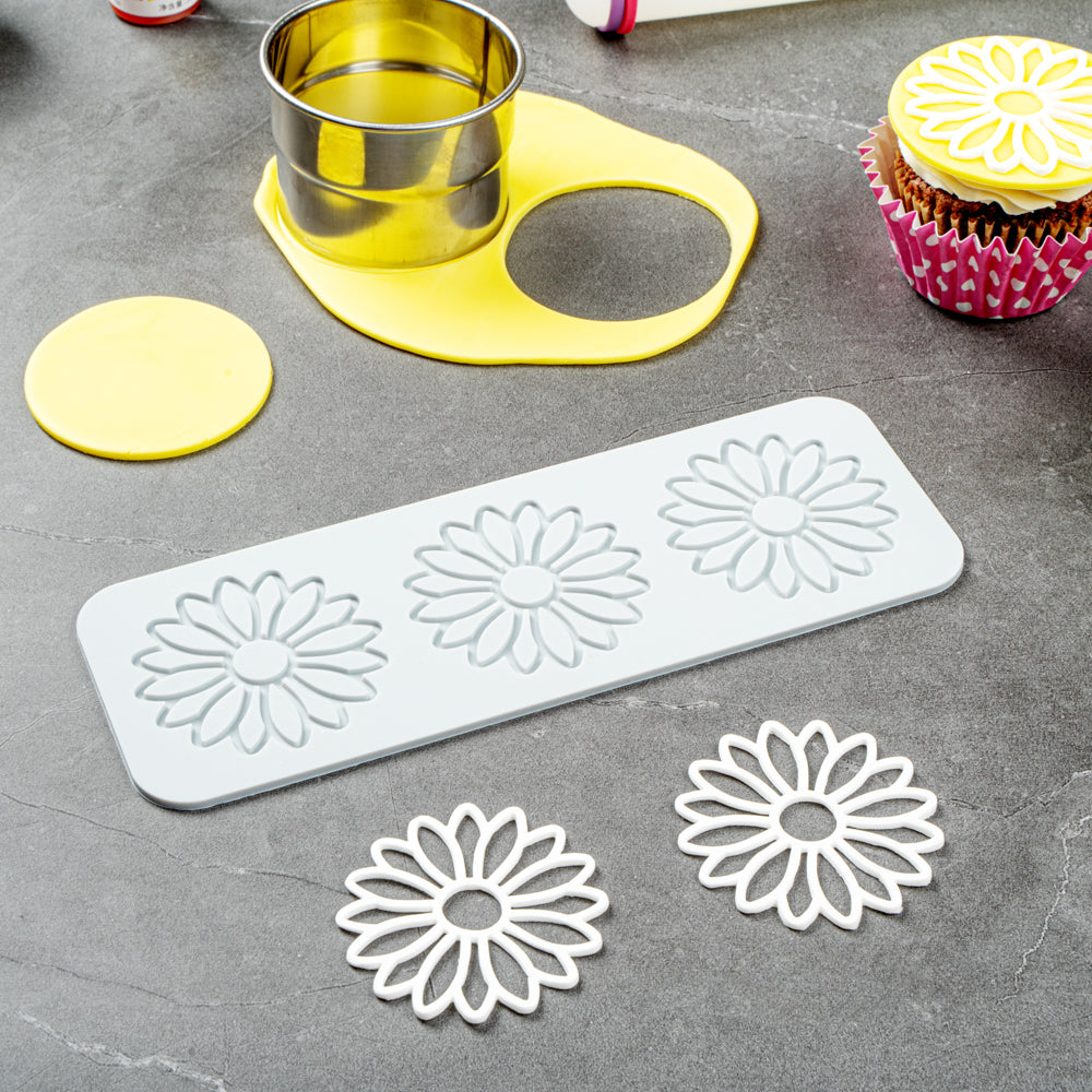 Pastry Tek Gray Silicone Flower Fondant Impression Mat - 1 count box
