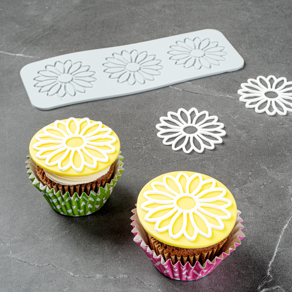 Pastry Tek Gray Silicone Flower Fondant Impression Mat - 1 count box