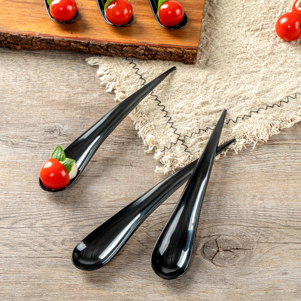 Chef 101 Black Plastic Deco Party Spoon - 8" - 500 count box