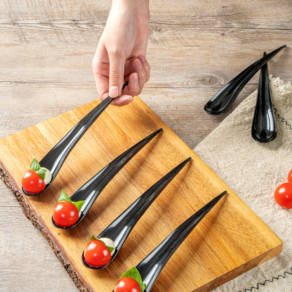 Chef 101 Black Plastic Deco Party Spoon - 8" - 500 count box